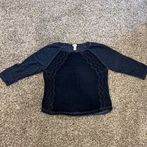 Chico's Navy Top with Lace Detail